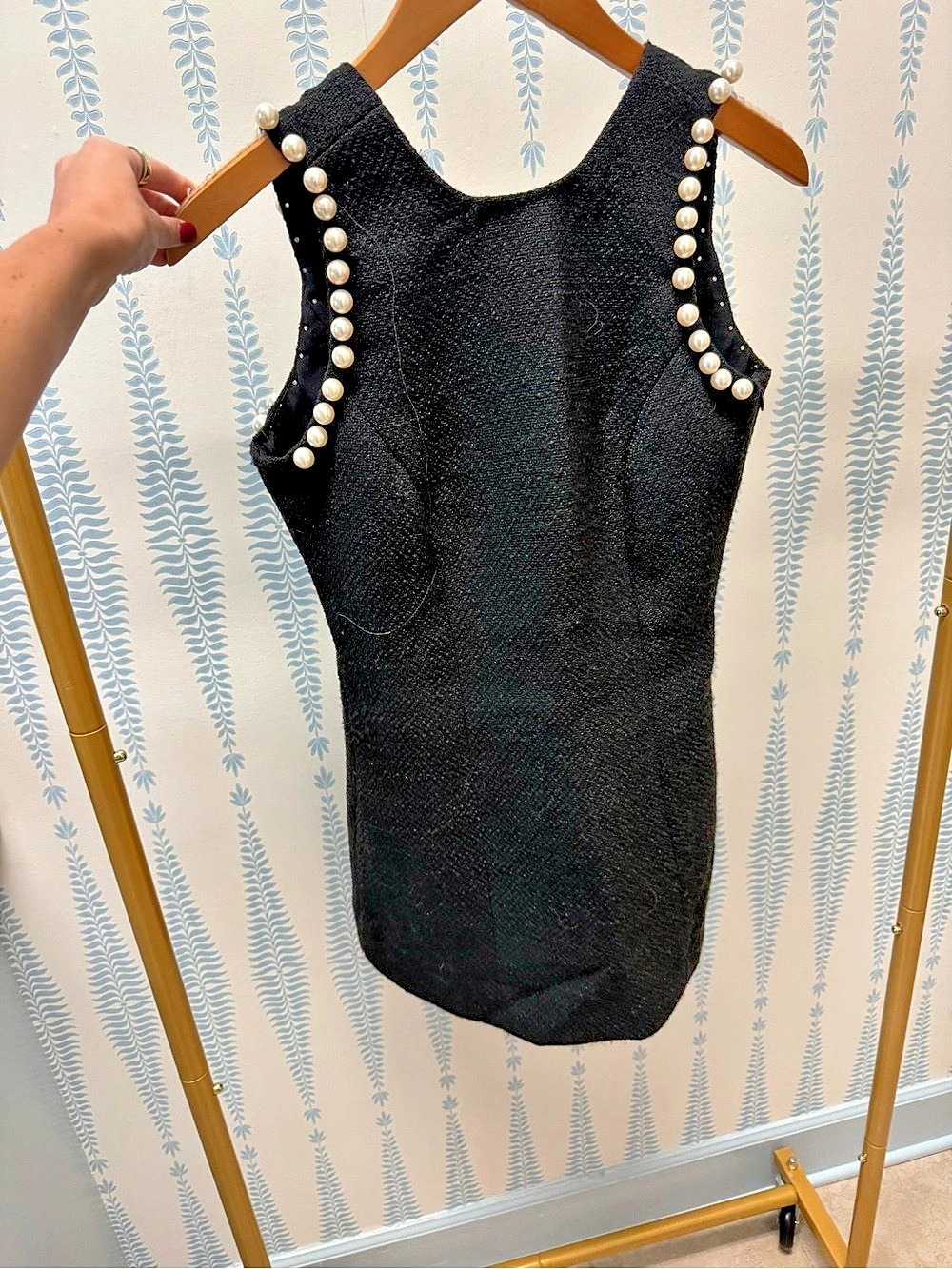 Hyacinth House Pearl Trim Black Tank Top Size XXS